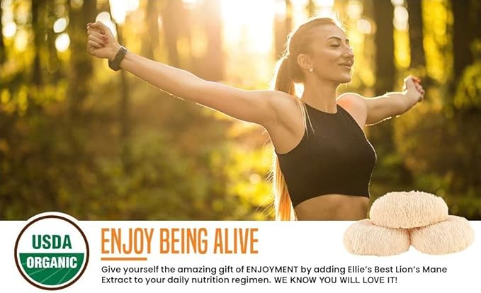 Ellie's Best Lions Mane Mushroom Extract Powder Supplement Organic 114 Servings - Double Extracted for Highest Potency - Dissolves in Coffee, Tea, Juice etc.4oz