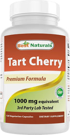 Best Naturals Tart Cherry Extract 1000 mg (Non-GMO) Veggie Capsules - Promotes Healthy Uric Acid Levels Within Normal Range, Healthy Joint Function & Promotes Healthy Sleep Cycle, 120 Count