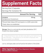 Lycopene 50mg Vegan Capsules, 180 Count, Plant-Based Antioxidant Support