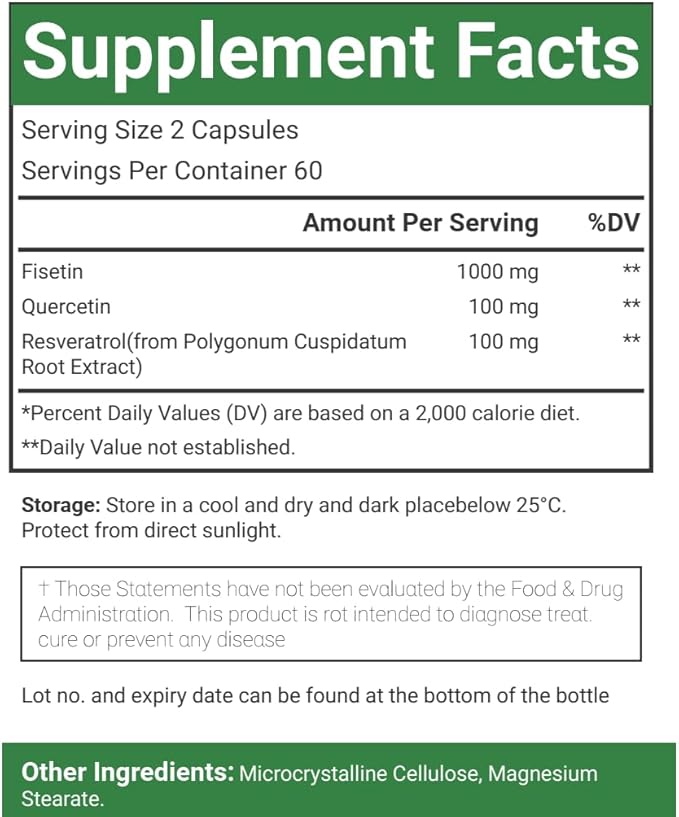 Fisetin Quercetin Resveratrol Supplement, 1,200 mg, 120 Veggie Capsules 100% Vegetarian, Non-GMO & Gluten Free (3)