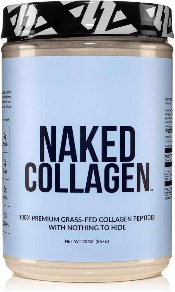 NAKED Collagen Peptides Protein Powder, 60 Servings, Pasture-Raised, Unflavored Grass-Fed Hydrolyzed Collagen Supplement, NSF Certified, Paleo Friendly, Non-GMO, Keto, Gluten Free, 20oz