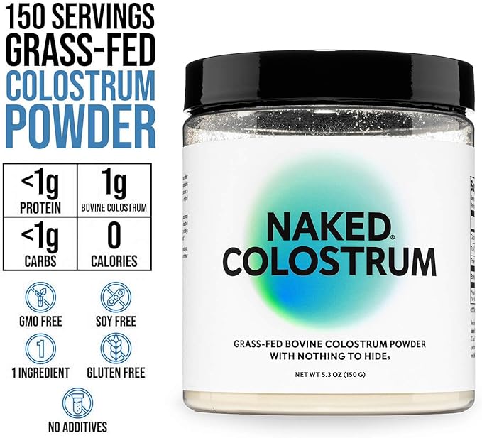 NAKED Colostrum Powder – 100% Grass-Fed Bovine Colostrum Supplement from US Farms | Tested at 20%+ IgG | Gut Health, Immunity, Recovery & Skin Support - 150 Servings