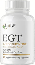 LIIFE L-Ergothioneine Supplement (EGT) 30mg,Compound Antioxidant Supplement (May Support Longevity and Healthy Aging) Promotes Skin Health，60 Capsules，Non-GMO, Gluten Free, Vegan Safe