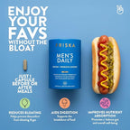 Friska Men’s Daily Gut Support - Digestive Enzymes, Probiotics to Help Break Down Foods, Supports Energy & Nutrient Absorption with Vitamins B6 & B12, 30 Capsules, Packaging May Vary
