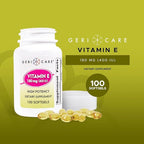 GeriCare High-Potency Vitamin E Softgels – 400 IU for Skin & Immune Support, 180mg | 100 Count | Organic Capsules Vitamin E for Women and Men (Pack of 2)