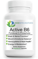 EcoIntegratives® Active B6 – 33.8 mg Pyridoxal 5-Phosphate (P5P), High Potency Active Vitamin B6 for Energy, Mood, Nerve and Heart Support* – Non-GMO, Gluten Free, 60 Vegetarian Capsules