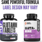 Crazy Muscle Keto Friendly L Glutamine Capsules 1000mg, Post Workout Supplement to Increase Recovery, Decrease Delayed Onset Muscle Soreness, Reinforce Strength Gains & Heal Leaky Gut (100 Pills)