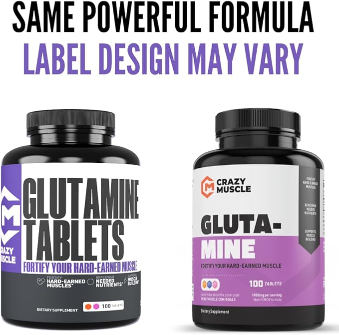 Crazy Muscle Keto Friendly L Glutamine Capsules 1000mg, Post Workout Supplement to Increase Recovery, Decrease Delayed Onset Muscle Soreness, Reinforce Strength Gains & Heal Leaky Gut (100 Pills)