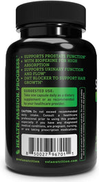 Saw Palmetto Capsules 600mg for Men & Women - Extra Strength DHT Blocker Supplement Capsules - Prostate & Hair Loss Support - 25% Fatty Acids, Bioperine - 100 Count