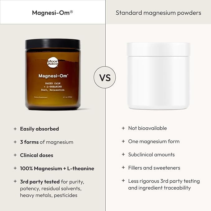 Moon Juice Magnesi-Om Magnesium Powder Supplement - Chelated Magnesium Complex + L-Theanine Blend for Rest, Relaxation & Regularity - Vegan, Non-GMO & No Sugar, Unflavored, 3.9 oz, 30 Sevings