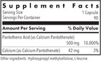 Allergy Research Group ARG Pantothenic Acid - 500 mg Vitamin B5 - Supports Metabolism & Adrenal Gland - Vegetarian Capsules - Hypoallergenic Formula - 90 Servings - 90 Count