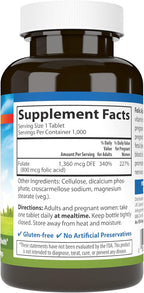 Carlson - Folic Acid, 800 mcg, Provides Important Prenatal Support, 1000 tablets