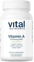 Vital Nutrients Vitamin A 7500mcg RAE - Vitamin A Supplement for Immune Function, Vision, Skin, and Cellular Health - Gluten, Dairy, Soy Free - Non-GMO - 100 Capsules