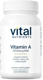 Vital Nutrients Vitamin A 7500mcg RAE - Vitamin A Supplement for Immune Function, Vision, Skin, and Cellular Health - Gluten, Dairy, Soy Free - Non-GMO - 100 Capsules
