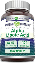 Amazing Formulas Alpha Lipoic Acid 300 Mg Capsules Supplement | Non-GMO | Gluten Free | Made in USA (120)