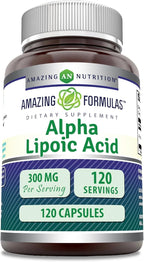 Amazing Formulas Alpha Lipoic Acid 300 Mg Capsules Supplement | Non-GMO | Gluten Free | Made in USA (120)