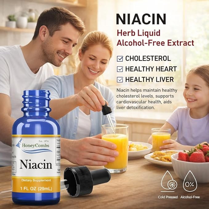 Vitamin B3-Niacin 80mg Niacin Equivalent Drops – Vitamin B Liquid Niacin Drops – Alcohol-free, Non-GMO Niacin Supplement 1oz