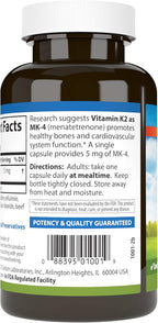 Carlson - Vitamin K2 MK-4 (Menatetrenone), 5 mg, Vitamin K Supplement, Bone Support, K2 Vitamin, Soy-Free, Vitamin K-2, 180 Capsules