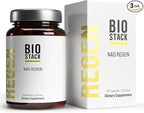 BIOSTACK NAD Regen - Advanced NAD+ Supplement with NAD3, Yüth Spermidine, Resveratrol, Niacinamide | NMNH Alternative | Anti Aging, Longevity & Cellular Health, Vitamin B3 Complex (180 Capsules)