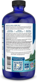 Nordic Naturals Arctic Cod Liver Oil, Orange - 16 oz - 1060 mg Total Omega-3s with EPA & DHA - Heart & Brain Health, Healthy Immunity, Overall Wellness - Non-GMO - 96 Servings