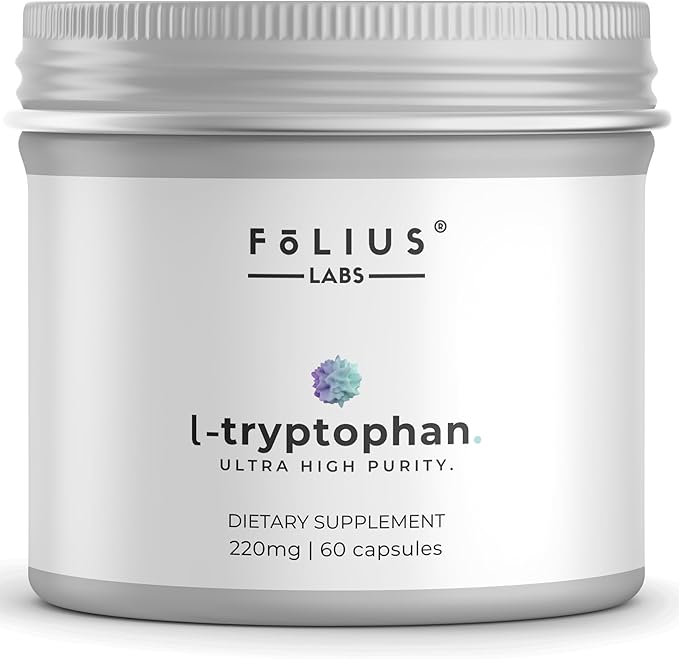 Clean Label L Tryptophan Supplement 220mg – Essential Amino Acid – Supports Restful Sleep and Relaxation – 60 Capsules