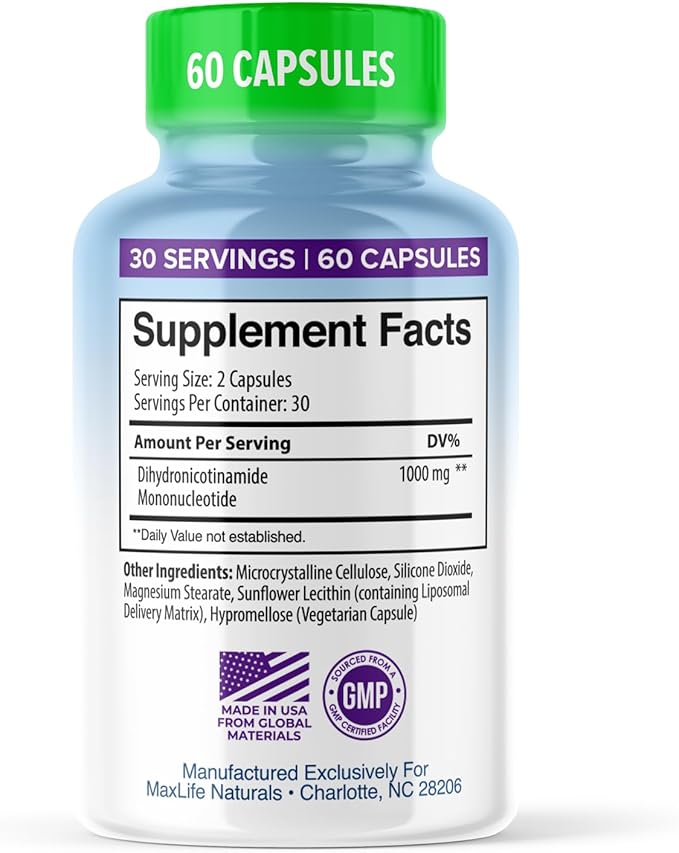 Liposomal NMN 1000mg – Nicotinamide Mononucleotide Supplement – NAD+ Precursor for Cellular Energy, DNA Repair, & Healthy Aging Support – 99% High Purity Shelf Stablized, Made in USA, 60 Capsules