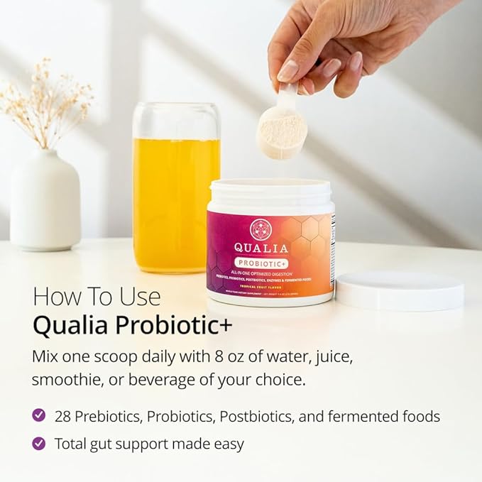 Qualia Probiotic - 28 Science-Backed Spore Probiotics, Prebiotics, and Postbiotics. Total Gut Support. Soothes Digestive discomfort. Ethically sourced. Promotes Akkermansia Growth. 1 Month Supply