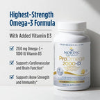 Nordic Naturals ProOmega 2000-D, Lemon Flavor - 90 Soft Gels - 2150 mg Omega-3 + 1000 IU D3 - Ultra High-Potency Fish Oil - EPA & DHA - Brain, Heart, & Immune Health - Non-GMO - 45 Servings