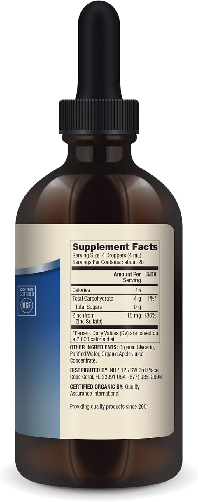 Dr. Mercola Zinc Liquid Drops - Supports Immune & Organ Health - 15 mg Organic Zinc Liquid Drops - USDA Organic - NSF Certified - Non-GMO, Gluten-Free & Soy-Free - 3.88 fl oz (28 Servings)