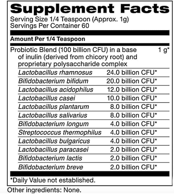 Klaire Labs SFI Health Ther-Biotic Complete Probiotic Powder - 100 Billion CFU - Men's and Women's Probiotics for Digestive Health & Immune Support - Dairy-Free, Hypoallergenic (64g, 2 Pack)