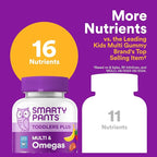 SmartyPants Toddler Multivitamin Gummies, Omega 3 (DHA/EPA), Vitamins D3, C, Vitamin B12, B6, A, K & Zinc, Biotin, Gluten Free, Three Fruit Flavors, 60 Count (30 Day Supply)
