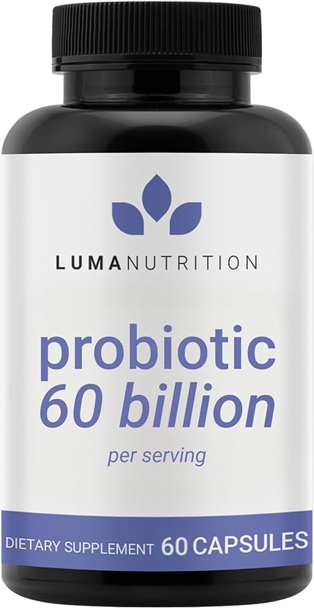 Luma Nutrition Probiotics 60 Billion CFU Per Serving with Prebiotics - Probiotics for Women and Men - Formulated for Digestive Enzyme Health - Vegan & Gluten-Free - 60 Capsules