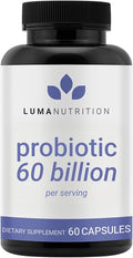 Luma Nutrition Probiotics 60 Billion CFU Per Serving with Prebiotics - Probiotics for Women and Men - Formulated for Digestive Enzyme Health - Vegan & Gluten-Free - 60 Capsules