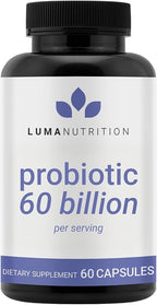 Luma Nutrition Probiotics 60 Billion CFU Per Serving with Prebiotics - Probiotics for Women and Men - Formulated for Digestive Enzyme Health - Vegan & Gluten-Free - 60 Capsules