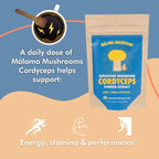 Cordyceps Extract Powder by Malama, Organic Fruiting Body Cordyceps Mushroom Powder, Superfood Adaptogenic, Supports Energy, Endurance & Mood, 100 Servings