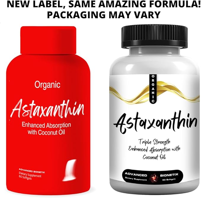 Advanced Bionetix 2 Pack Triple Strength AstaQuil™ Astaxanthin 12mg High Bioavailability Formula, 120 Softgels Organic Coconut Oil for Enhanced Absorption. Powerful Antioxidant Eye Joint Heart Health