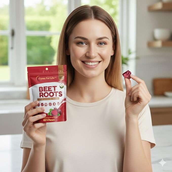 Beet Root Heart Chews, Nitric Oxide and Blood Pressure Support, Grape Seed Extract & Non-GMO Beet Root Powder Energy Supplement, Pomegranate Berry Flavor, 60 Count
