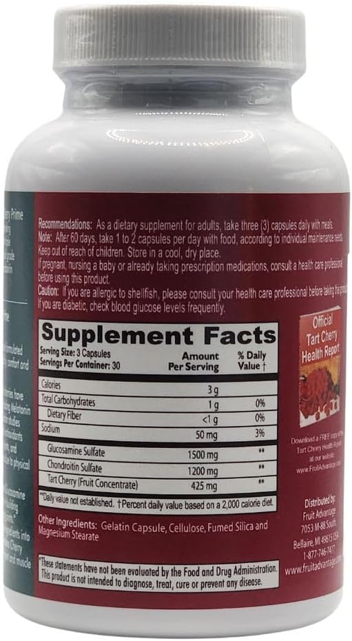 Cherry Prime Montmorency Tart Cherry with Glucosamine & Chondroitin - 90 Capsules (2-Pack)