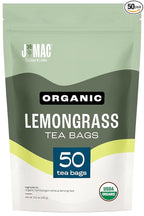 J Mac Botanicals, Organic Lemongrass Tea Bags (50 Count) - Certified by Organic Certifiers, Inc. - Quality Tea From Nile Valley, Egypt, Packaged in the USA