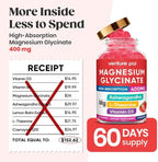 60 Day Supply Magnesium Glycinate 400mg Gummies with Ashwagandha, L-Theanine, CoQ10, Vitamin D3 & B6, Sugar Free Magnesium Gummies for Adults & Kids, Stress Relief, Sleep & Calm, Vegan, Gluten Free