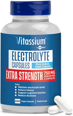 Vitassium Extra Strength Electrolyte Capsules - 750mg of Sodium for The Management of POTS and High Sodium Diets, Unflavored - 200 Salt Pills (Size 00)