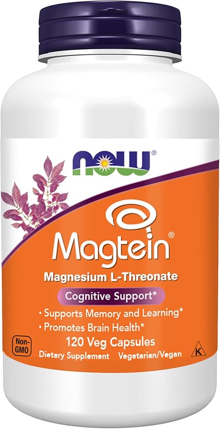 NOW Foods Supplements Magtein, Magnesium L-Threonate, Cognitive Support*, 120 Veg Capsules