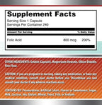 Amazing Formulas Folic Acid | 800 Mcg | 240 Capsules | Vitamin B9 Supplement | Non-GMO | Gluten Free | Made in USA (2 Pack)