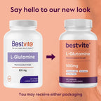 BESTVITE L-Glutamine 500mg per Capsule (240 Capsules) - No Dicalcium Phosphate - No Stearates - Non GMO - Gluten Free - Gut Health Support