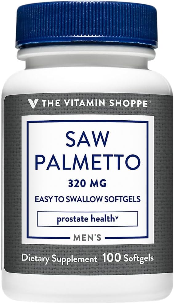 The Vitamin Shoppe Saw Palmetto 320mg - Prostate Health & Urinary Support | Standardized Berry Extract | 100 Softgels | Men's Formula