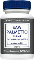 The Vitamin Shoppe Saw Palmetto 320mg - Prostate Health & Urinary Support | Standardized Berry Extract | 100 Softgels | Men's Formula