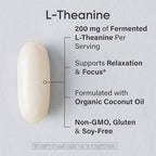 Sports Research Double Strength L-Theanine Supplement - Suntheanine Softgels for Focus, Relaxation & Alertness - Non-Drowsy Support Made with Coconut Oil, Non-GMO & Gluten Free - 200mg, 60 Count
