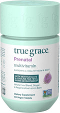 True Grace Prenatal Multivitamin - 30 Servings - Supports a Healthy Mom & Baby with Methylfolate & Choline for Fetal Brain Development - Gluten Free, Soy Free - 60 Vegan Tablets