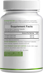 Alpha Lipoic Acid 1,000mg, 180 Veggie Capsules – 50/50 R-ALA & S-ALA for Max Bioavailability – Antioxidant Supplement – Energy & Nervous System Support – Non-GMO