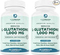 PurePremium Reduced Glutathione 1000mg Per Serving - 500mg Per Capsule – L-Glutathione Supplement & Antioxidant Support for Normal Liver, Brain, Skin & Heart Health – 90 Capsules (Pack of 2)